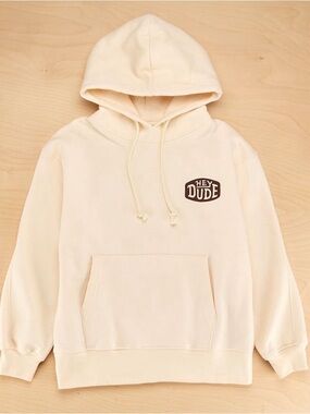 Hey Dude Cream Hoodie with Brown Logo